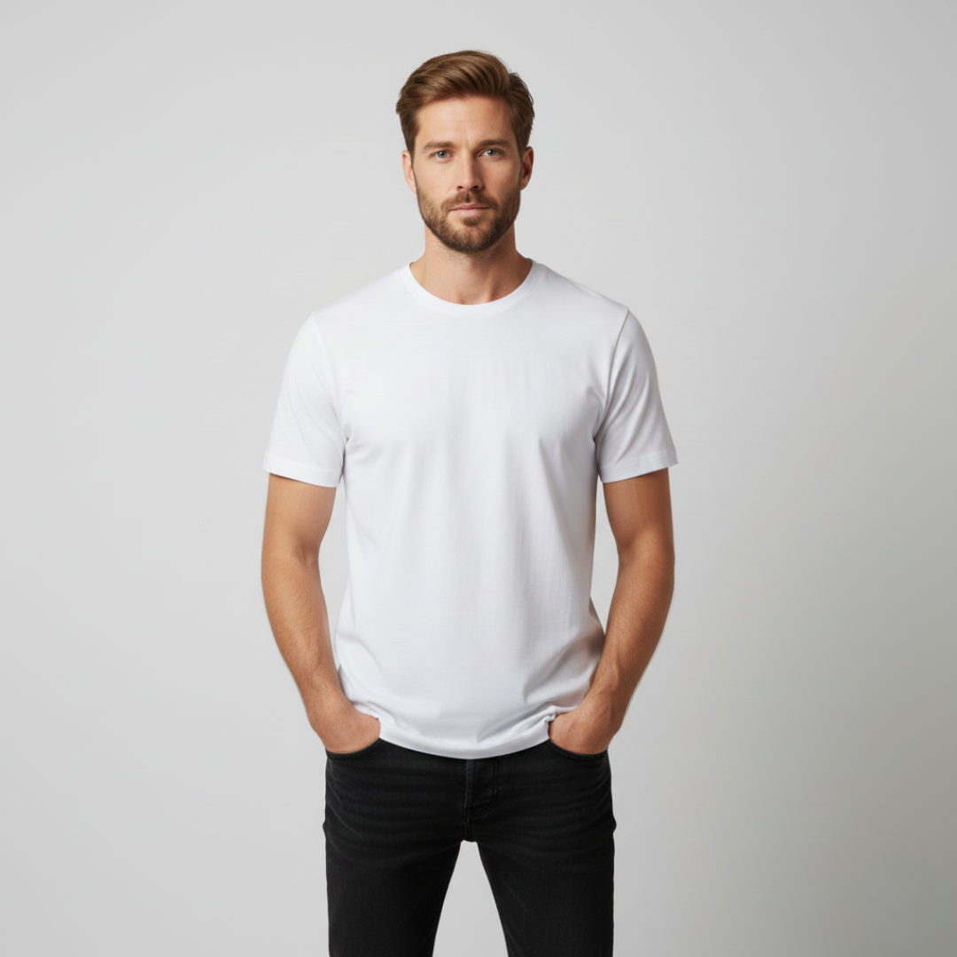 Playera Algodon Caballero Cuello Redondo